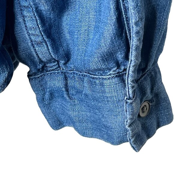 Talbots Blue Chambray Peasant Blouse Womens Small Long Sleeve Boho Top - Picture 8 of 9